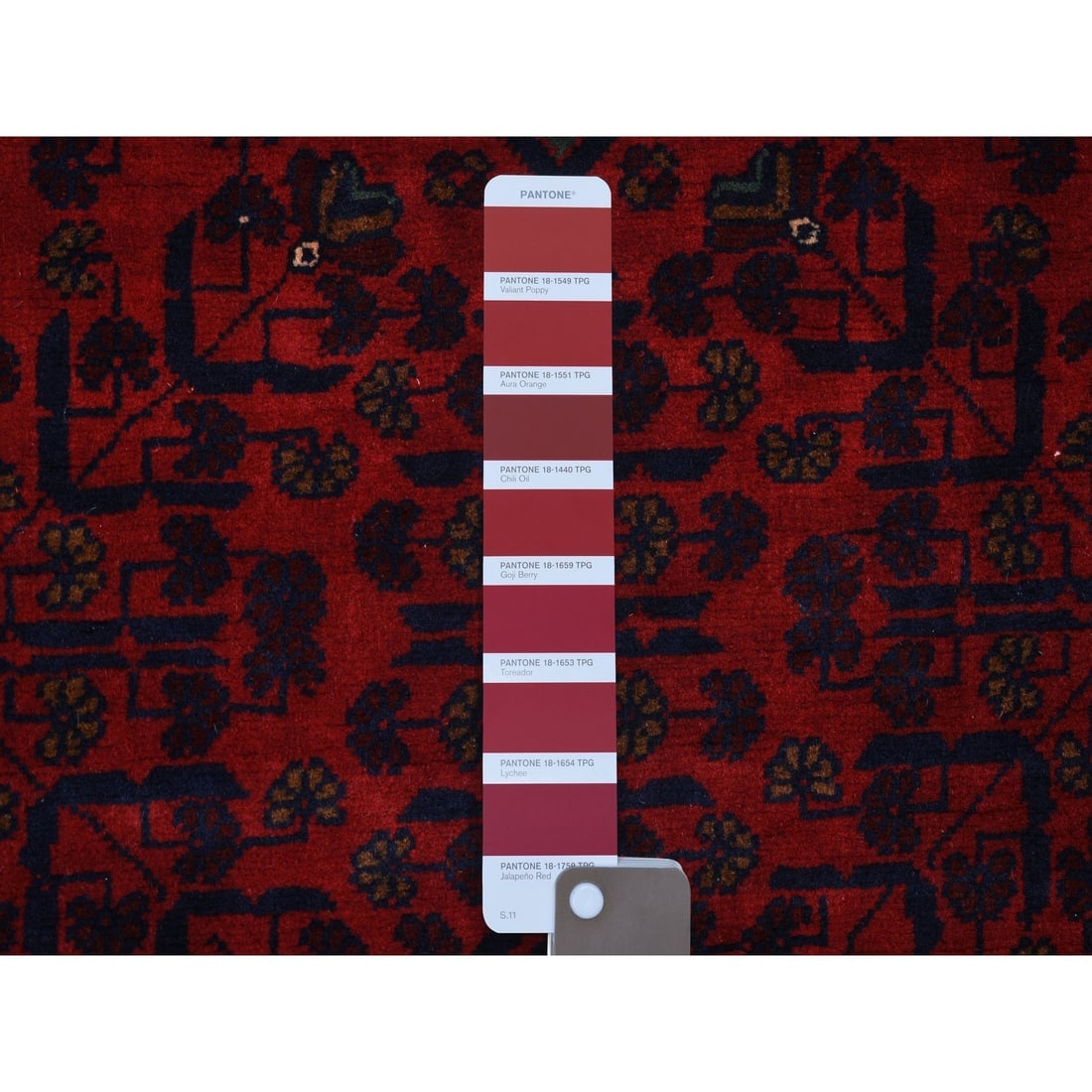 Deep and Saturated Red, Afghan Khamyab Soft Wool Hand Knotted Rug - 3