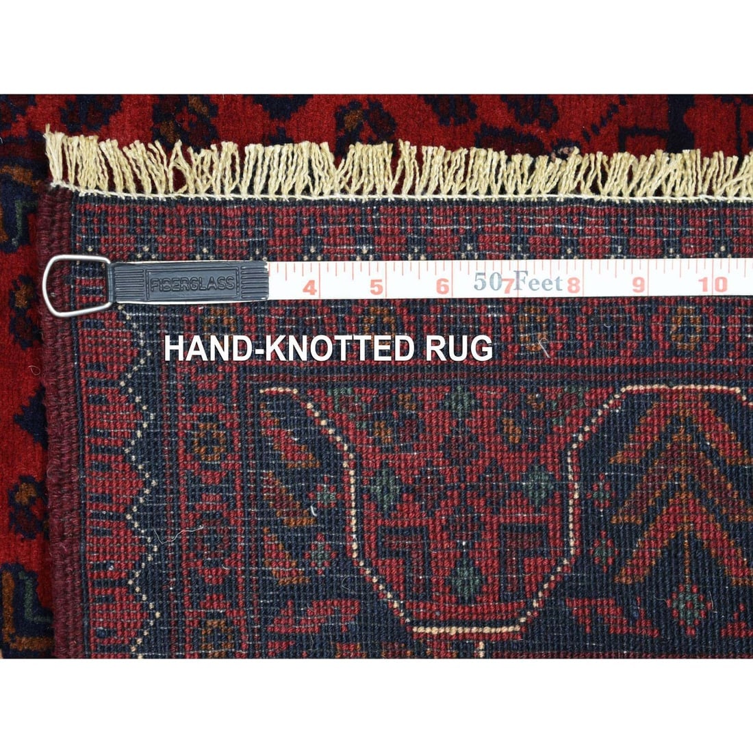 Deep and Saturated Red, Afghan Khamyab Soft Wool Hand Knotted Rug - 6