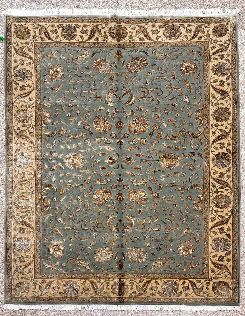 Hand Knotted Indo-Tabriz Gray Wool New Oriental Rug Carpet 6'1" x 8'11" (1 of 11)