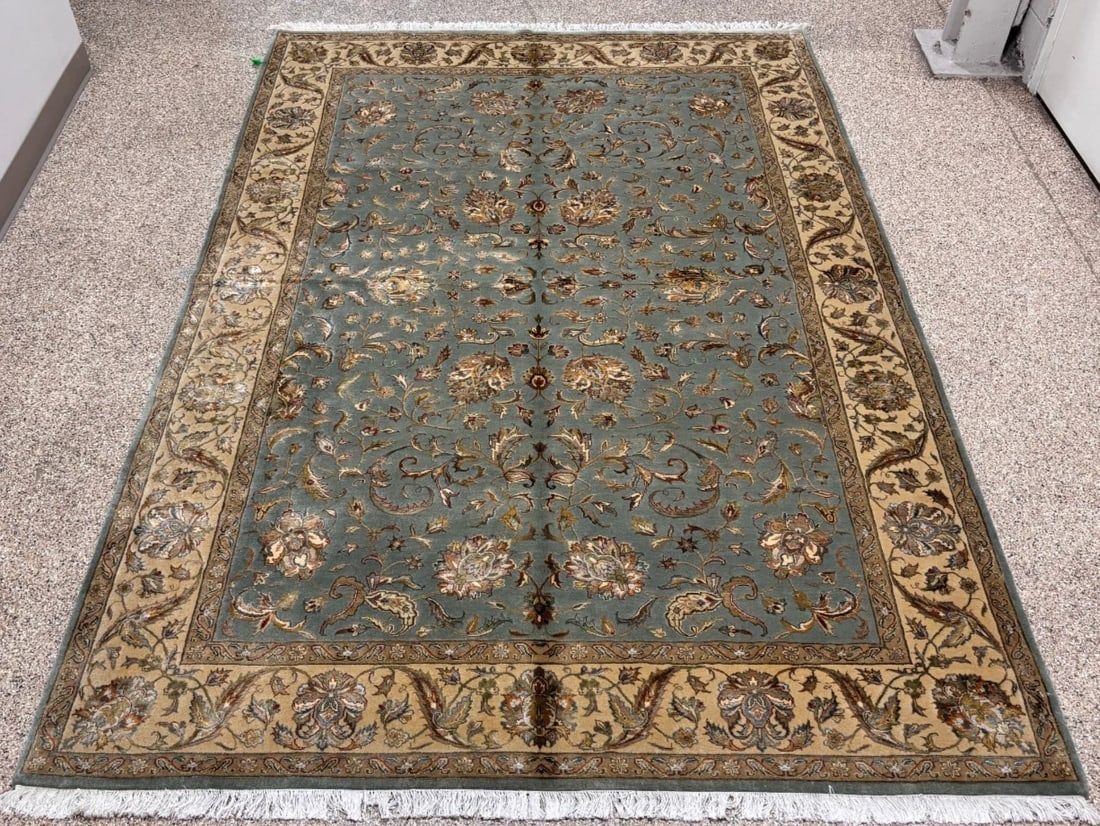 Hand Knotted Indo-Tabriz Gray Wool New Oriental Rug Carpet 6'1" x 8'11" - 2