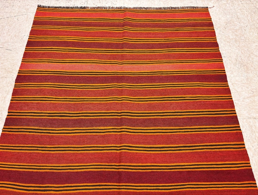 Hand-Knotted Maymana Kilim Tribal Flatweave Wool Oriental Rug 4'7" x 6'7" - 5