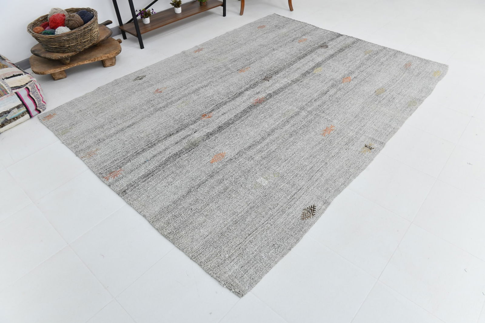 6'7'' x 7'5'' Turkish Flatweave Kilim Rug - 60750 - 7