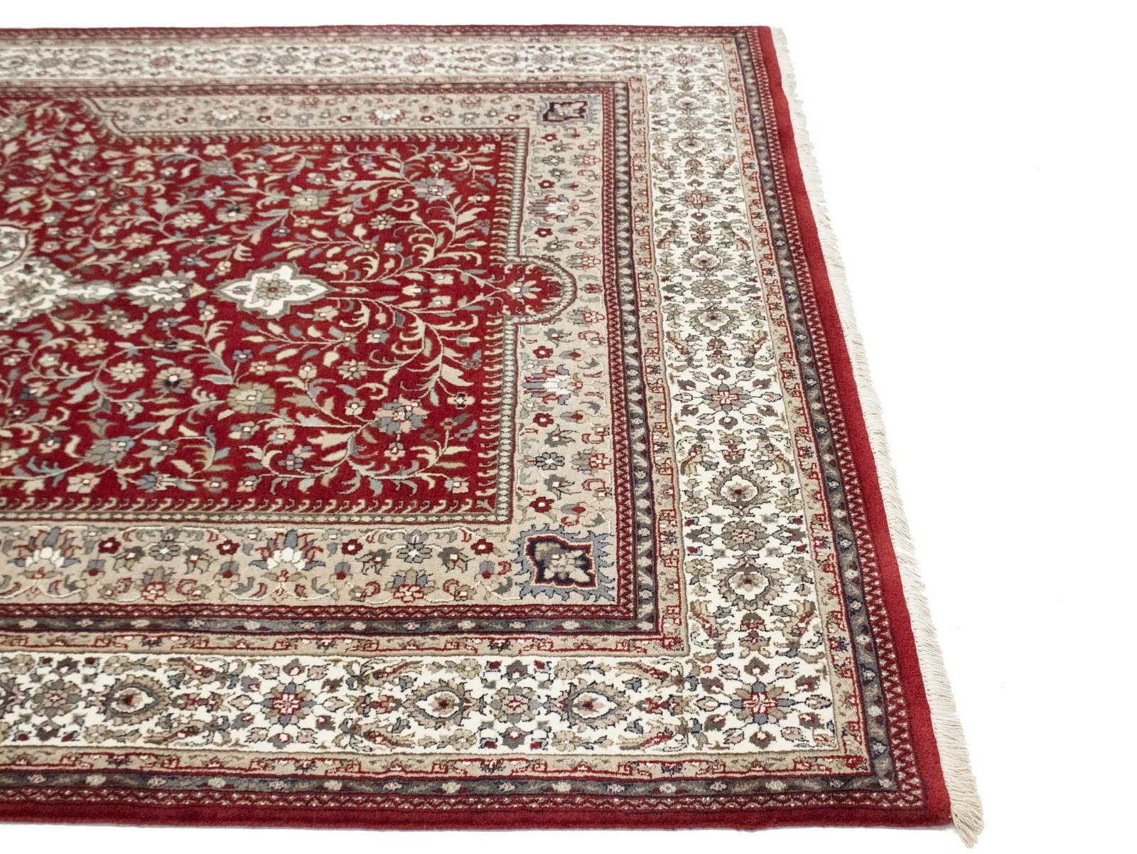 Red Floral Classic 6'5X9'9 Indo-Kashan Oriental Rug - 12