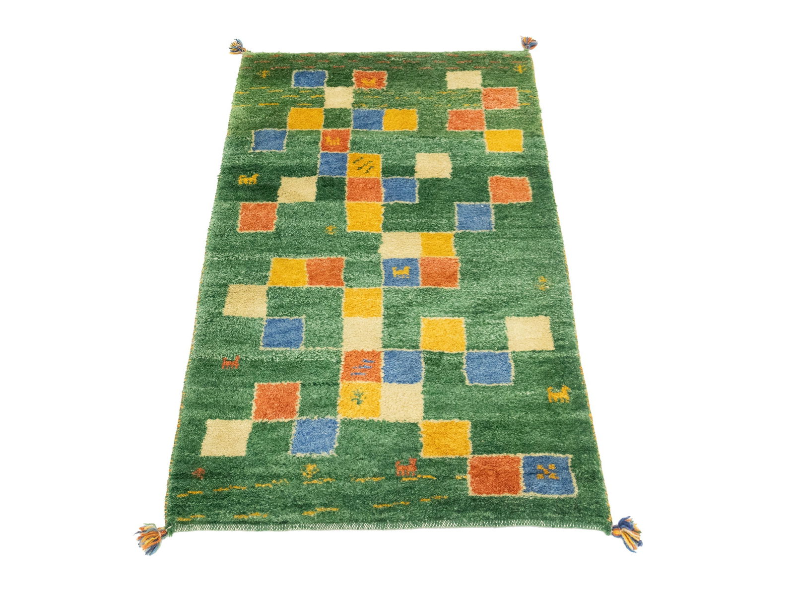 Green Tribal 2'6X4 Indo-Gabbeh Oriental Rug - 6