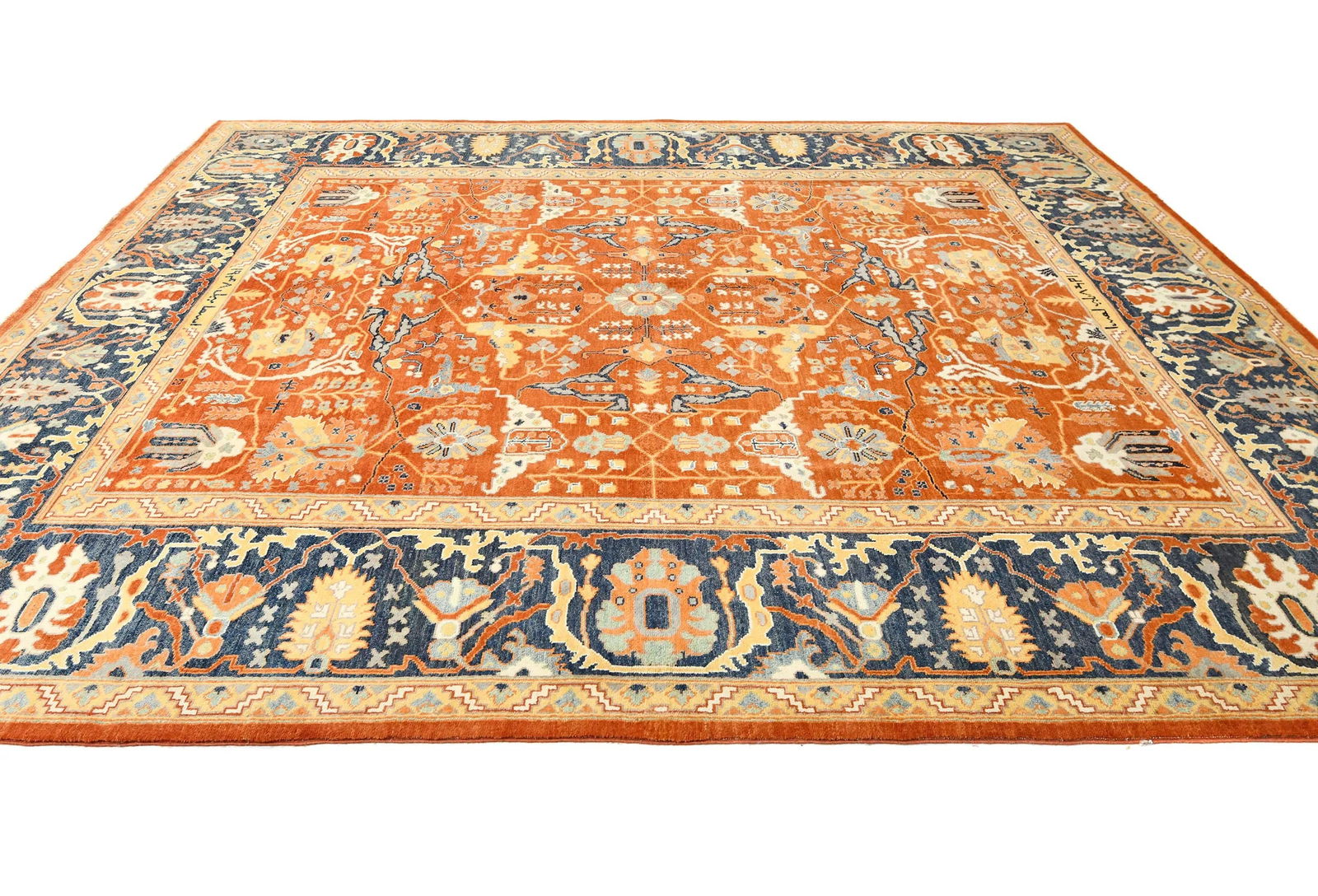 Orange Tribal 9X12 Oushak Chobi Oriental Rug - 4
