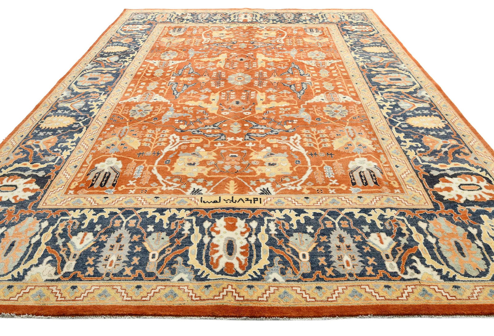 Orange Tribal 9X12 Oushak Chobi Oriental Rug - 9