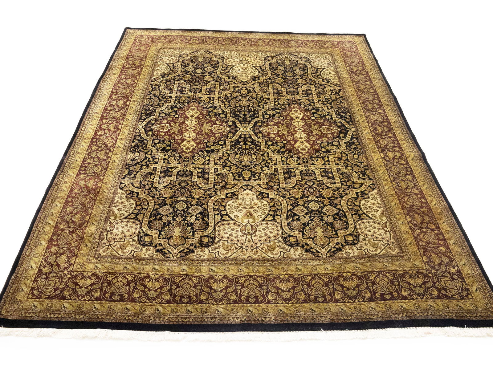 Black Floral Classic 8'7X11'9 Agra Jaipur Oriental Rug - 2