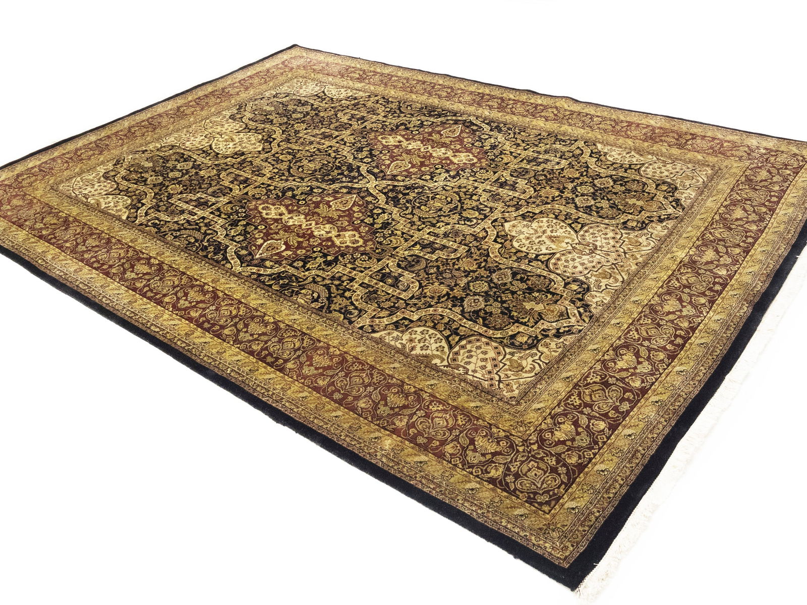 Black Floral Classic 8'7X11'9 Agra Jaipur Oriental Rug - 3