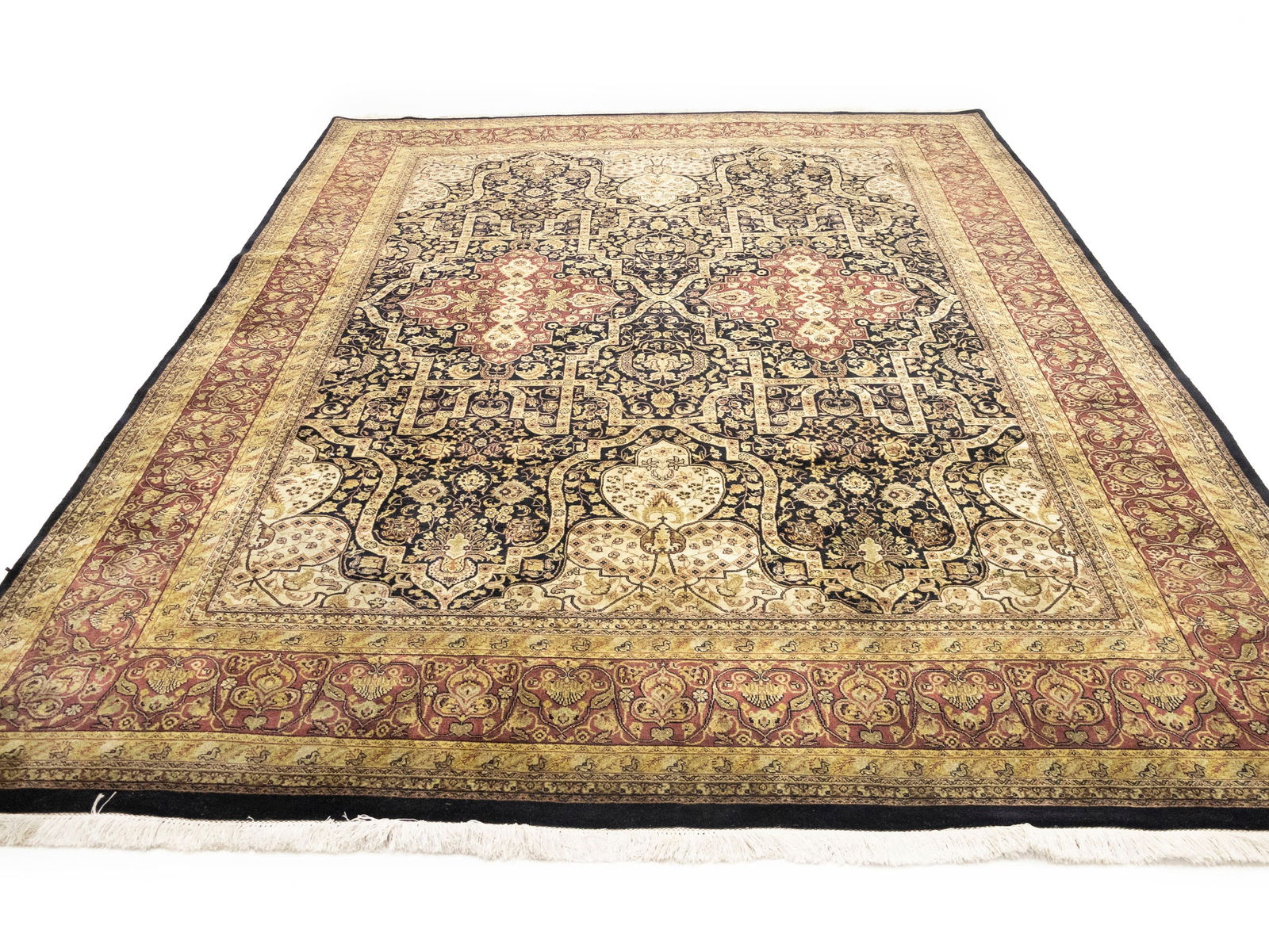 Black Floral Classic 8'7X11'9 Agra Jaipur Oriental Rug - 5