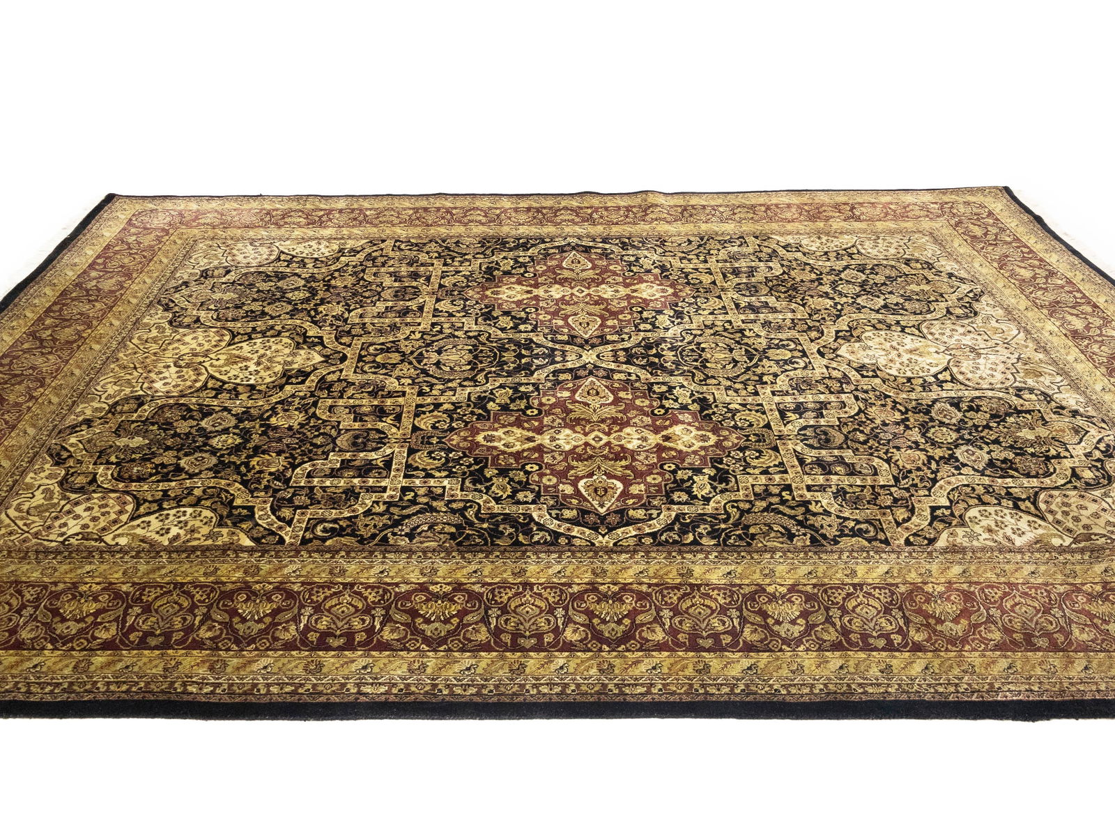 Black Floral Classic 8'7X11'9 Agra Jaipur Oriental Rug - 6