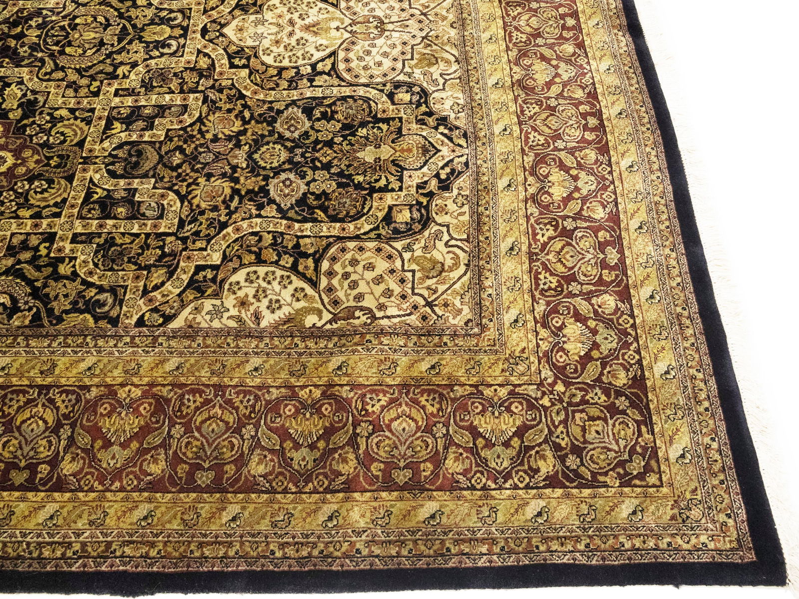 Black Floral Classic 8'7X11'9 Agra Jaipur Oriental Rug - 8