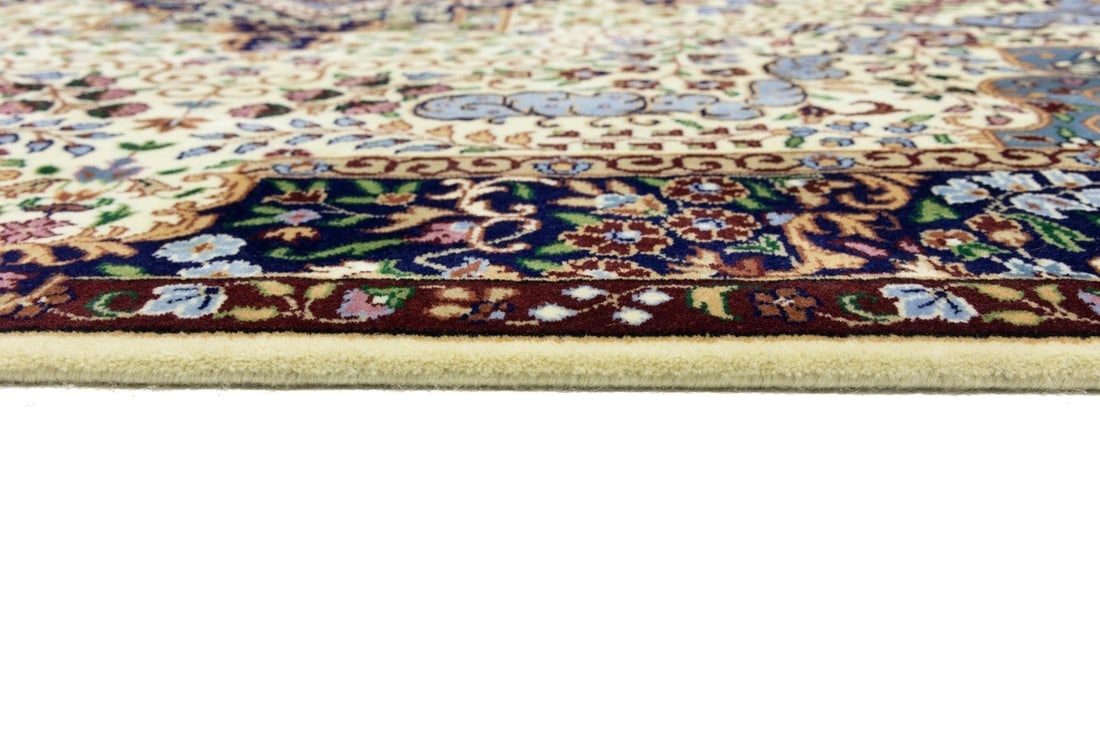 Cream & Navy Floral 5'9X7'8 Kirman Oriental Rug - 16