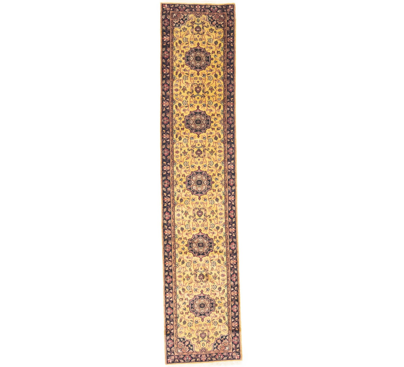 Golden Beige Floral 2'6X12 Oushak Oriental Runner Rug (1 of 12)