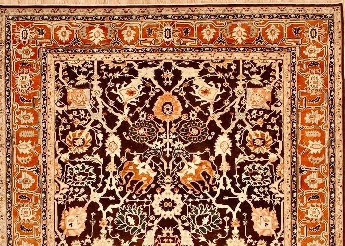 Hand Knotted Indo-Heriz Black Wool Geometric Oriental Area Rug 10'1" x 14'3" - 4