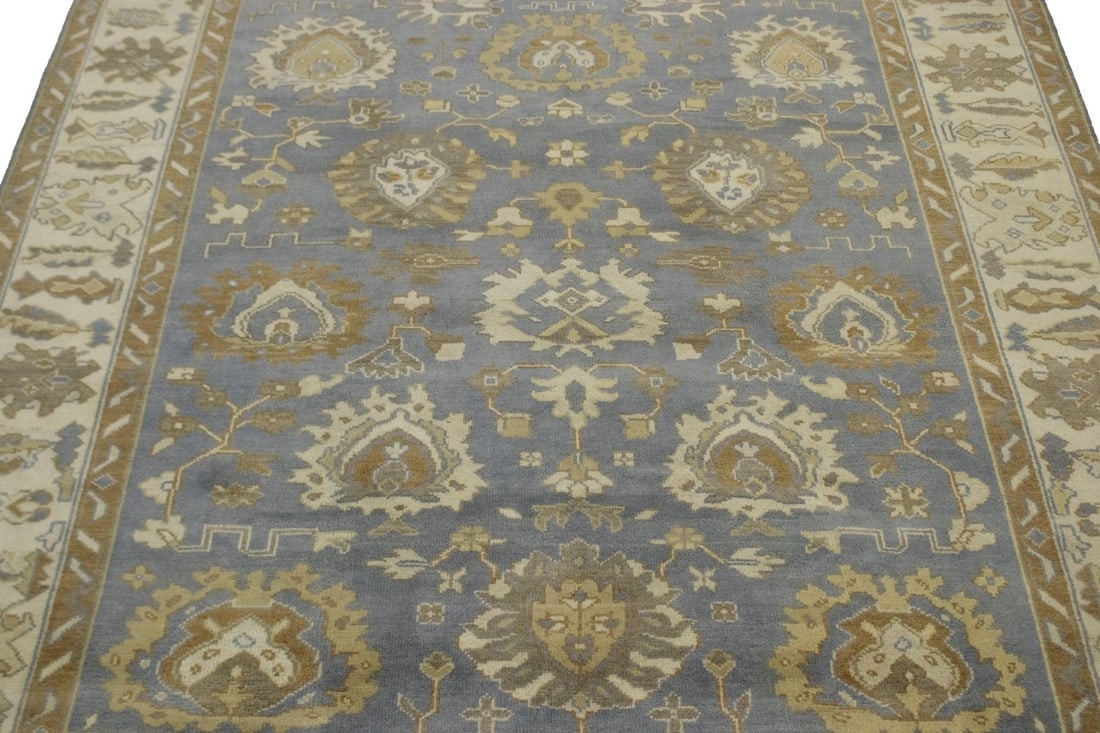 Slate Grey Floral 8X10 Oushak Chobi Oriental Rug - 3