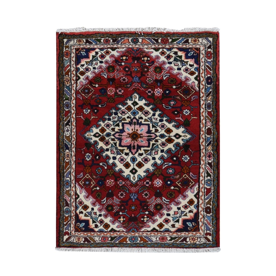 Maroon Red, New Persian Bohemian Hamadan, Pure Wool Hand Knotted Rug (1 of 9)