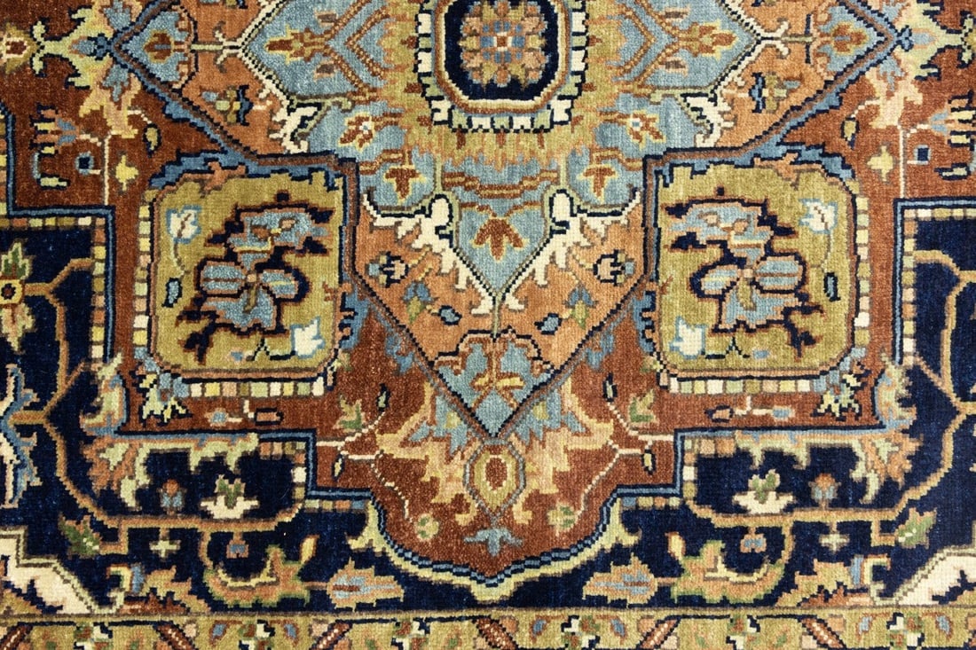 Dark Navy Geometric 6X9 Heriz Serapi Oriental Rug - 10