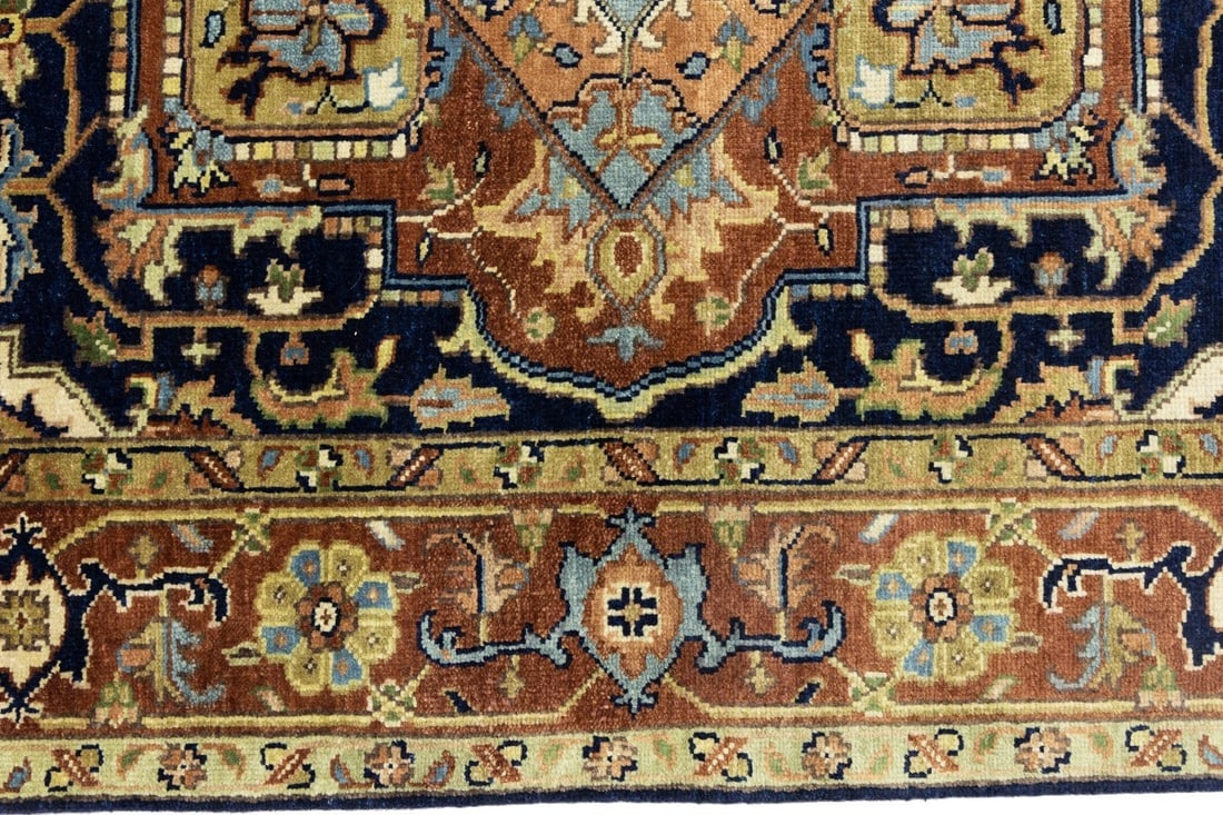 Dark Navy Geometric 6X9 Heriz Serapi Oriental Rug - 11