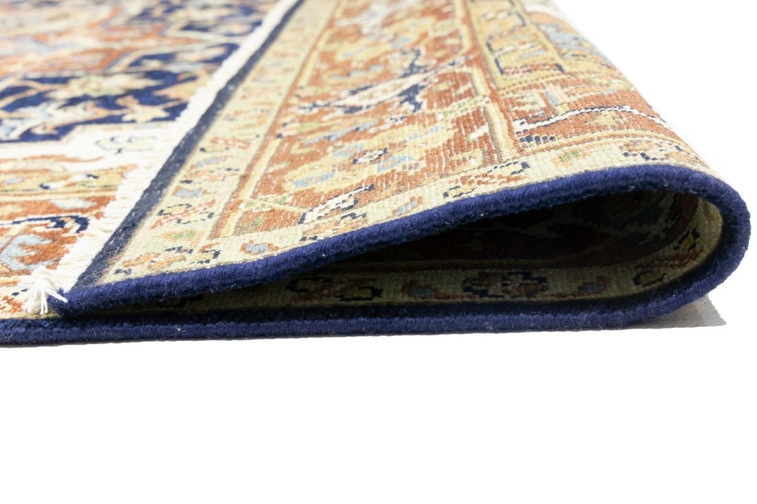 Dark Navy Geometric 6X9 Heriz Serapi Oriental Rug - 16