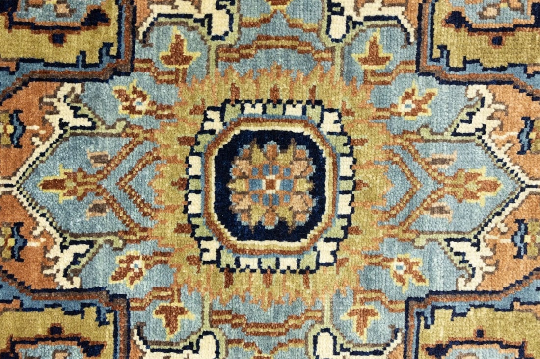 Dark Navy Geometric 6X9 Heriz Serapi Oriental Rug - 8