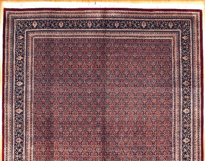 Hand Knotted Indo-Bijar Red Navy Wool Oriental Area Rug Carpet 9'11" x 14'1" - 4