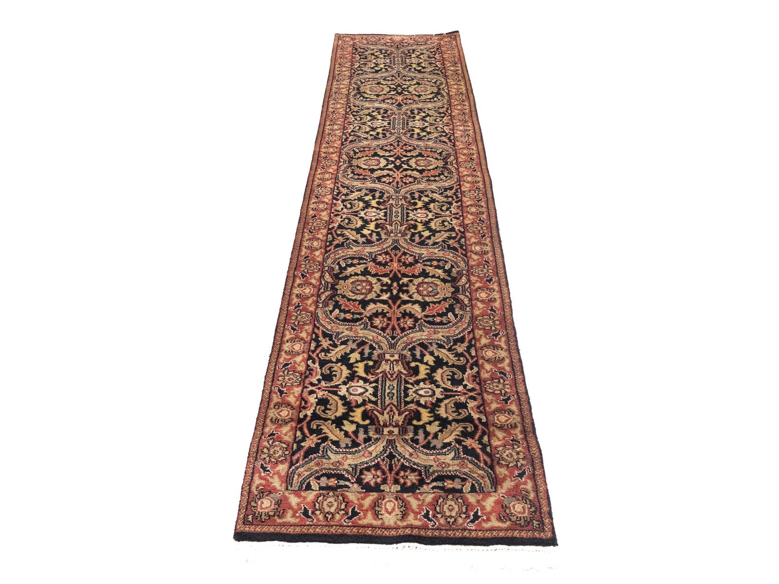 Black Floral Classic 3X12 Agra Jaipur Oriental Runner Rug - 2