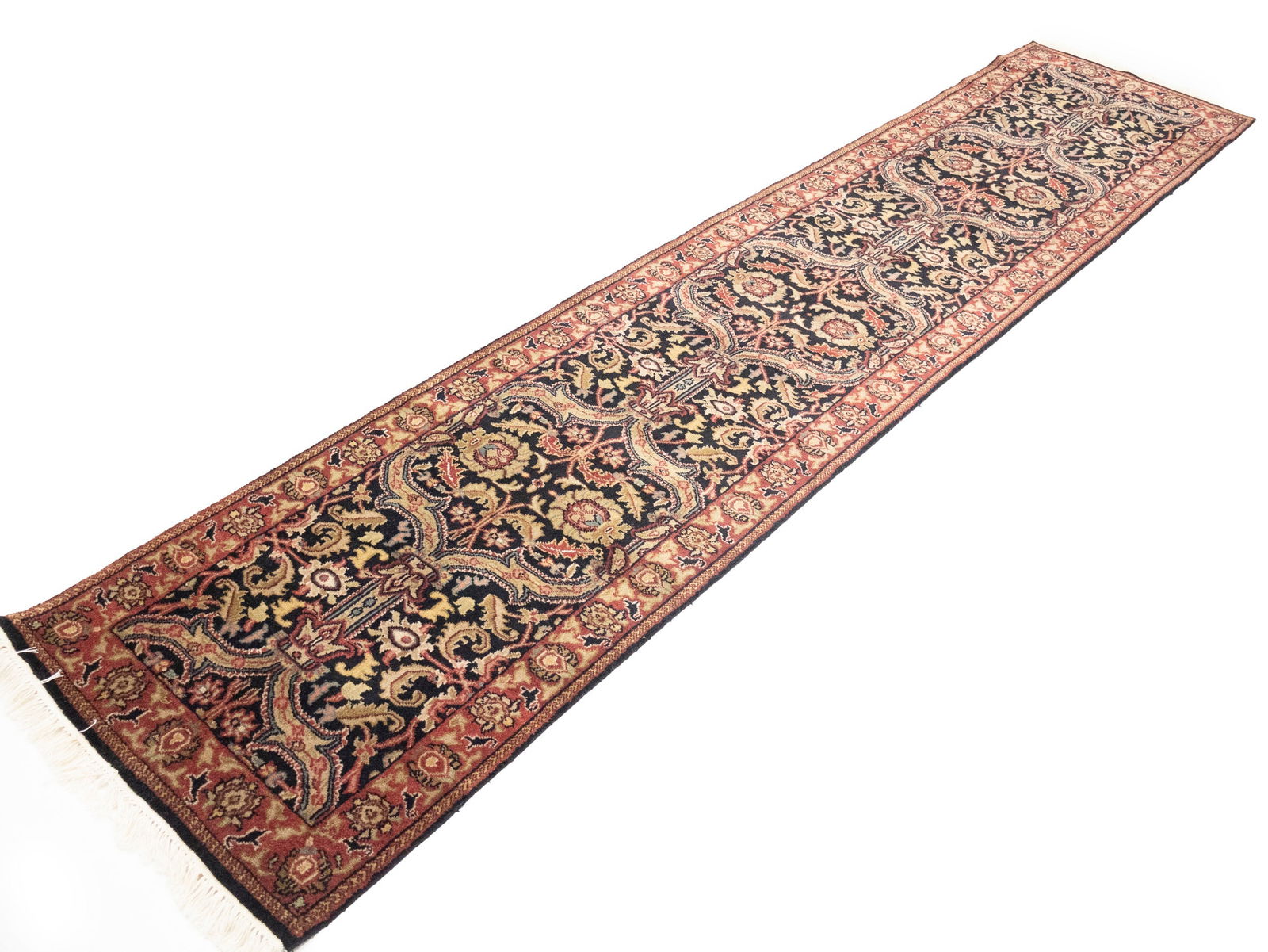 Black Floral Classic 3X12 Agra Jaipur Oriental Runner Rug - 4