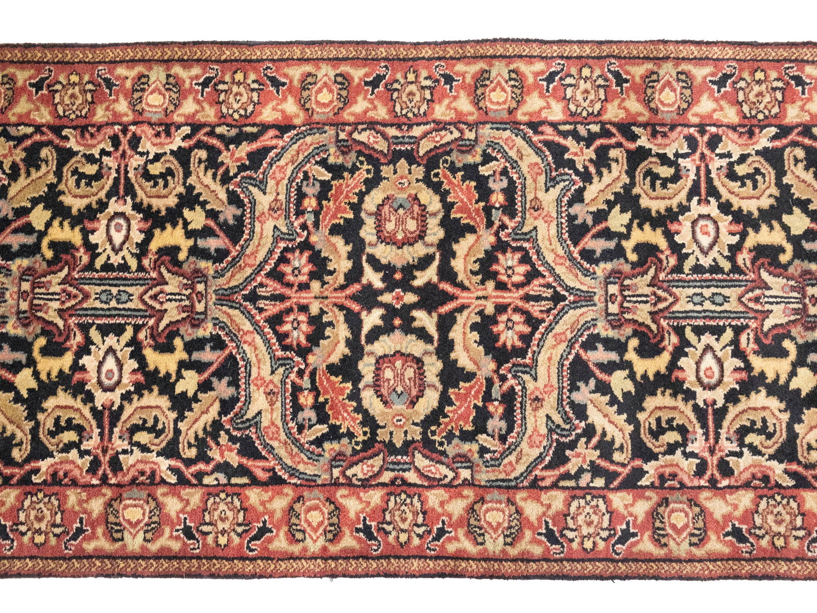 Black Floral Classic 3X12 Agra Jaipur Oriental Runner Rug - 6