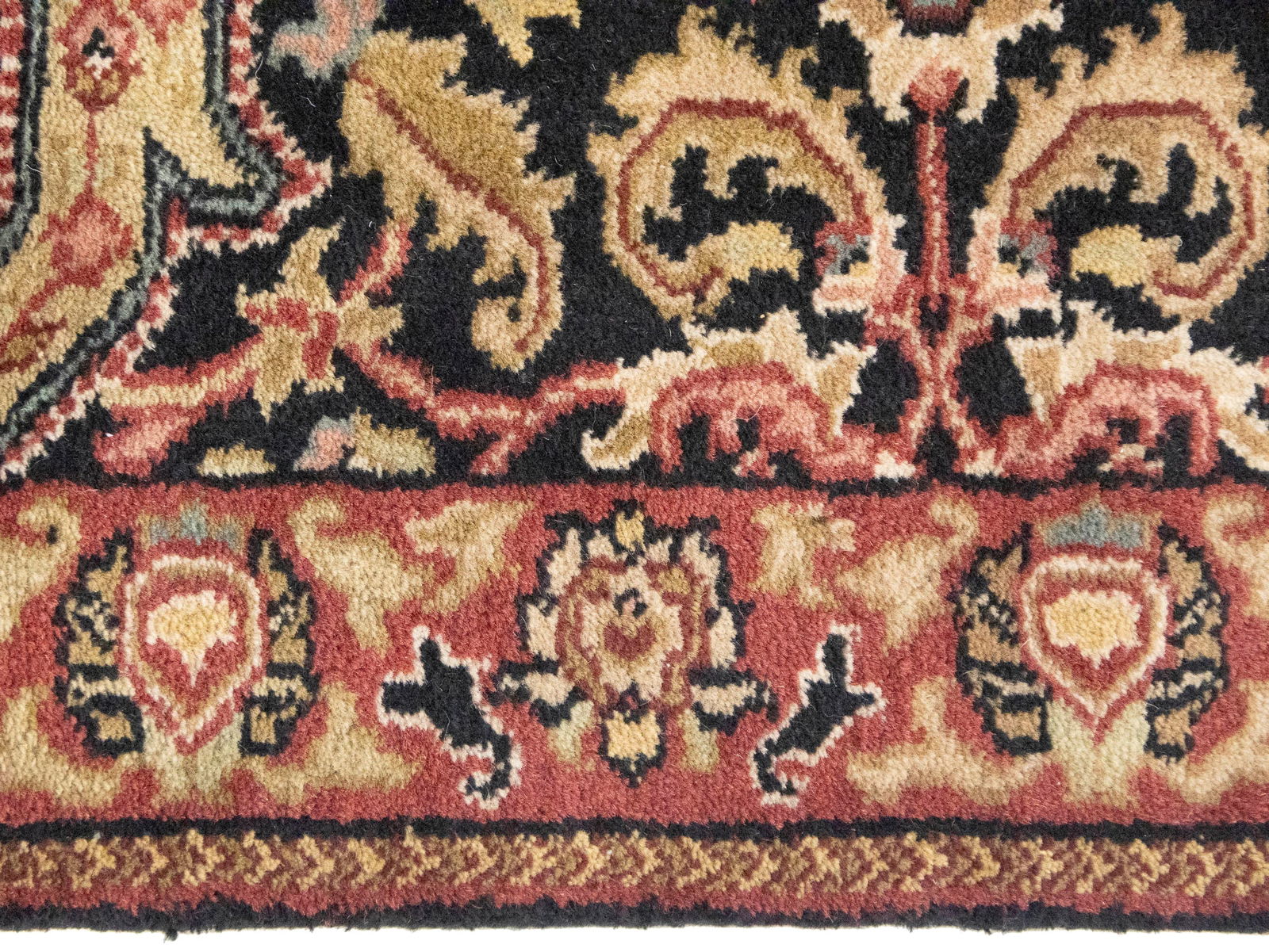 Black Floral Classic 3X12 Agra Jaipur Oriental Runner Rug - 8