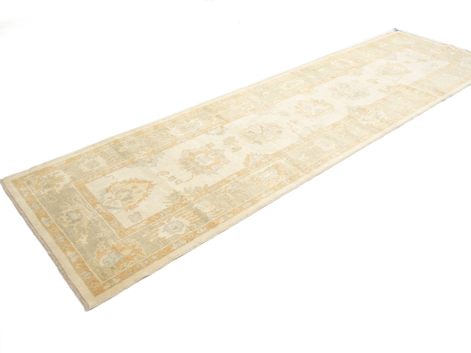 Floral Muted Oushak 3'6X12'7 Turkish Oriental Runner Rug - 4