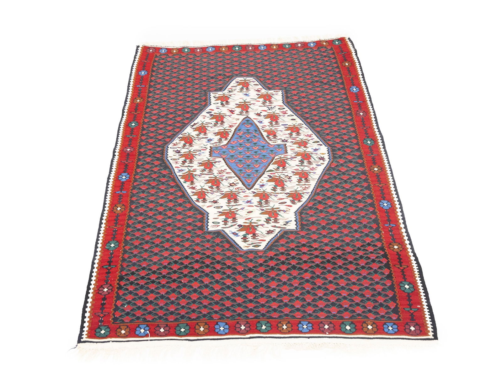 Multicolored Floral Tribal 4X5 Kilim Afghan Oriental Rug - 3