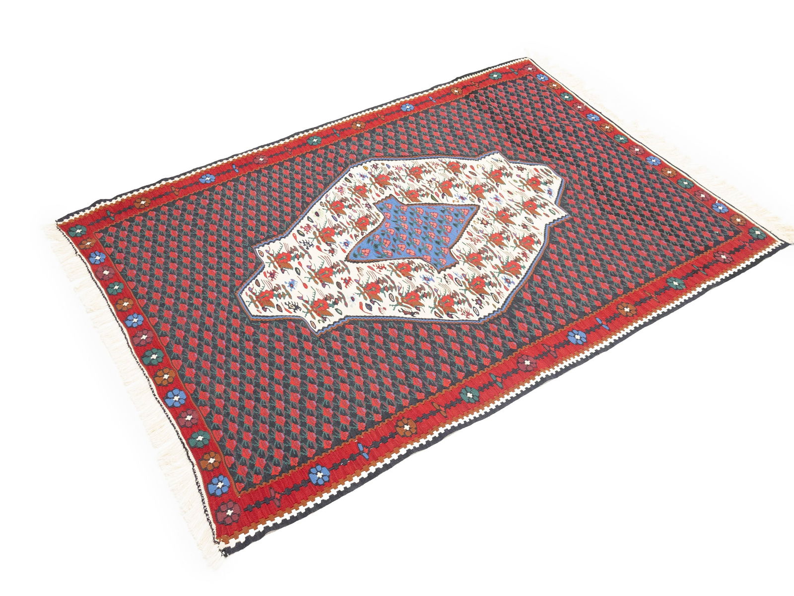 Multicolored Floral Tribal 4X5 Kilim Afghan Oriental Rug - 5