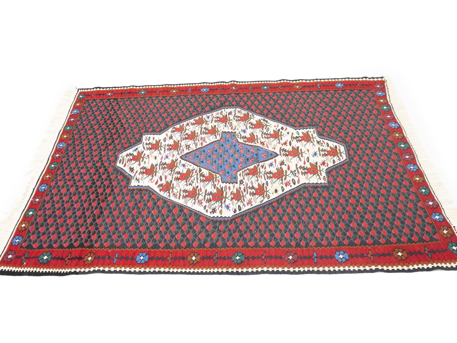 Multicolored Floral Tribal 4X5 Kilim Afghan Oriental Rug - 7