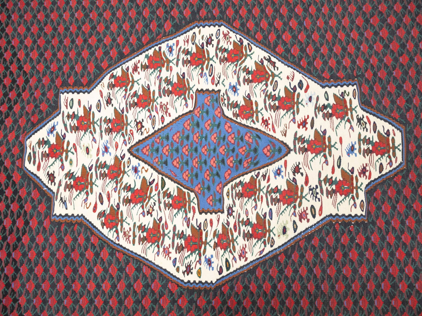 Multicolored Floral Tribal 4X5 Kilim Afghan Oriental Rug - 8