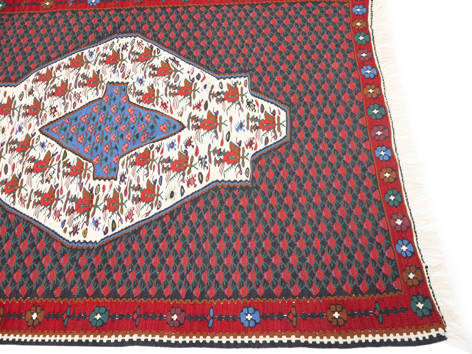 Multicolored Floral Tribal 4X5 Kilim Afghan Oriental Rug - 9