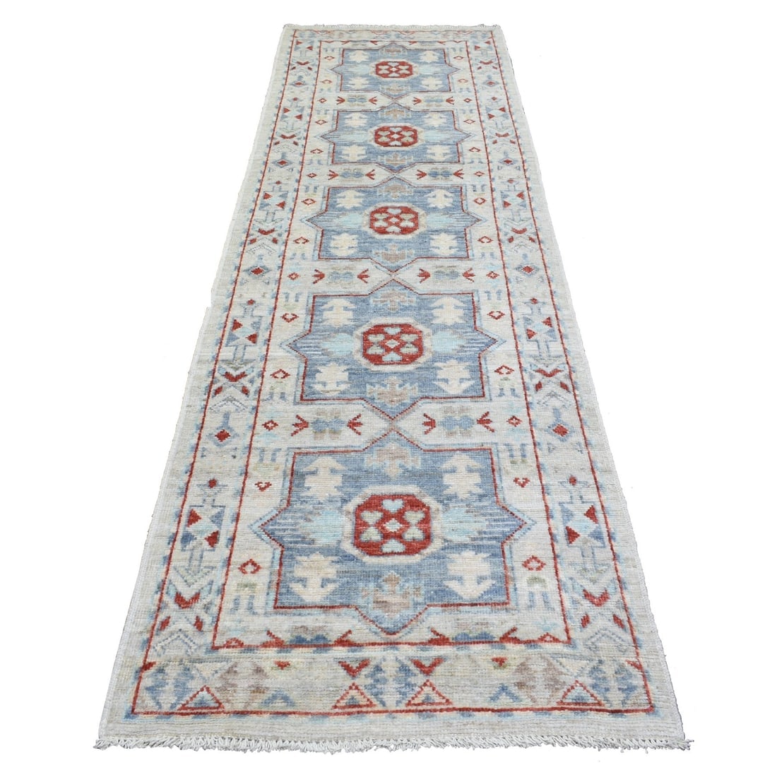 Gray Anatolian Inspired Geometric Hand Knotted Soft Wool Runner Rug: Title: Gray Anatolian Inspired Geometric Hand Knotted Soft Wool Runner RugDescription: This is a truly genuine one-of-a-kind. It has been Knotted for months and months in the centuries-old weaving