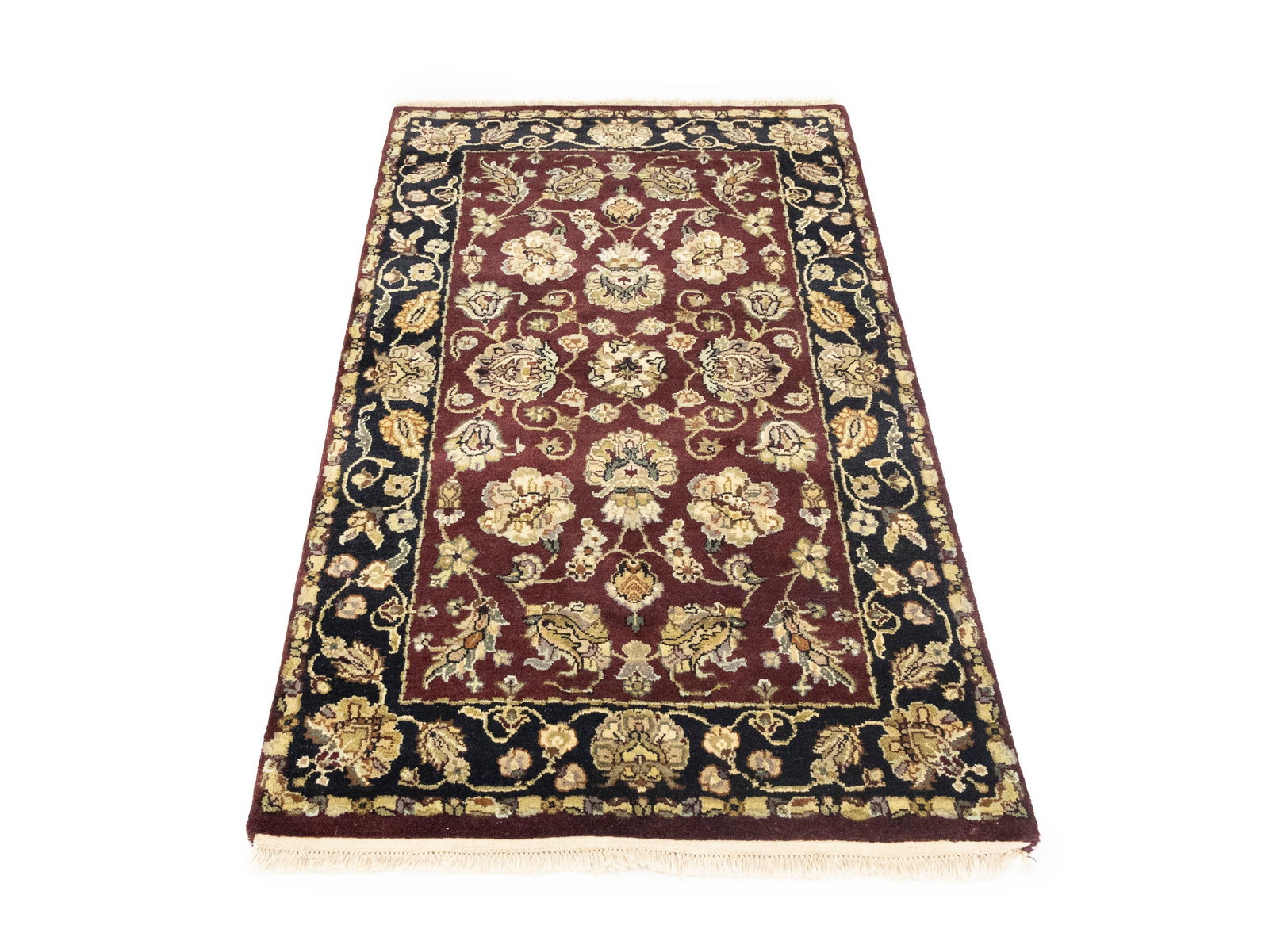 Maroon Floral Classic 3X5 Agra Jaipur Oriental Rug - 12