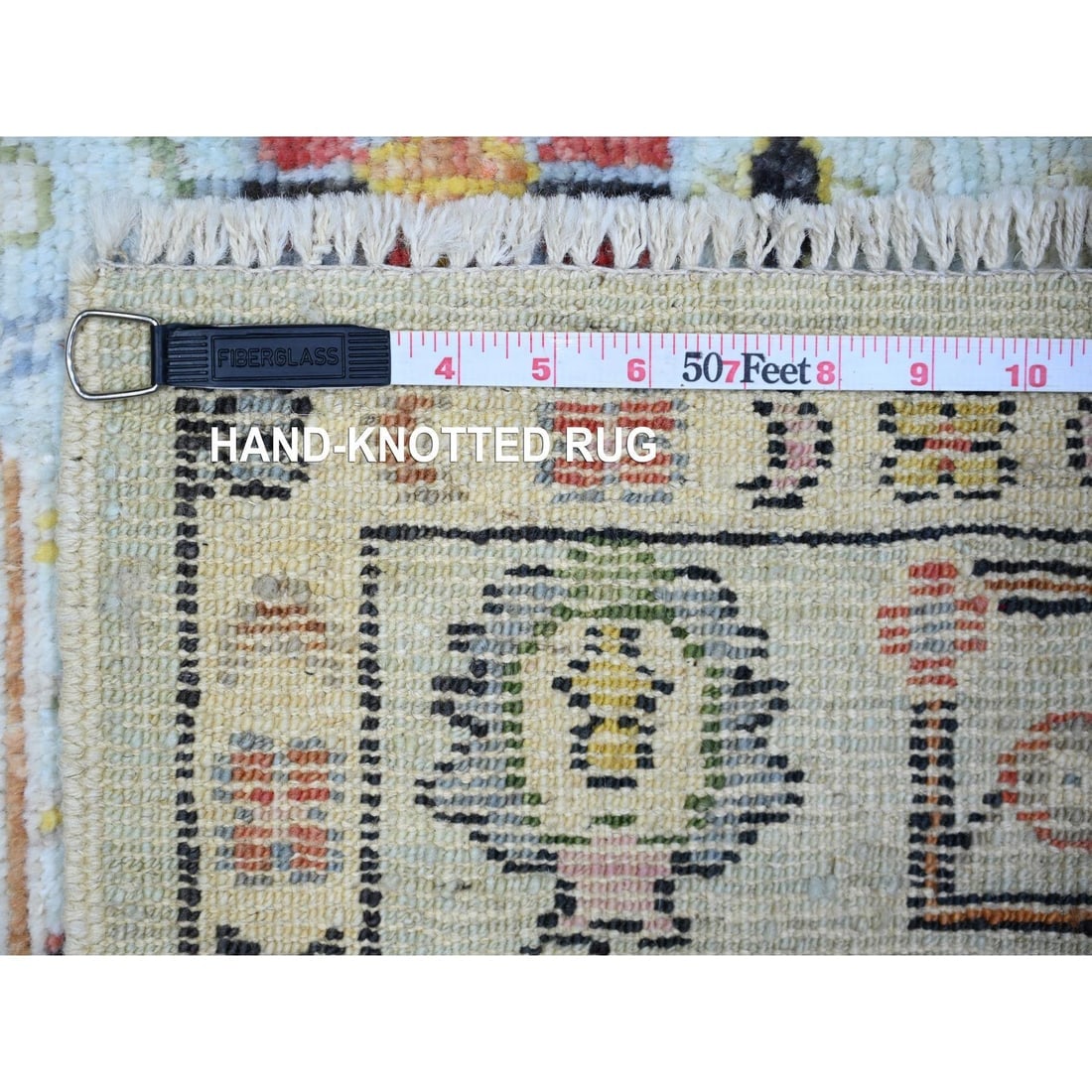 Sky Blue, Afghan Angora Oushak Wool Hand Knotted Oriental Rug - 6