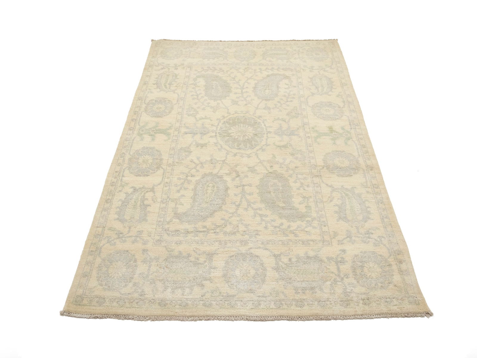 Beige Floral Chobi Peshawar 4X6 Pakistan Oriental Rug - 2