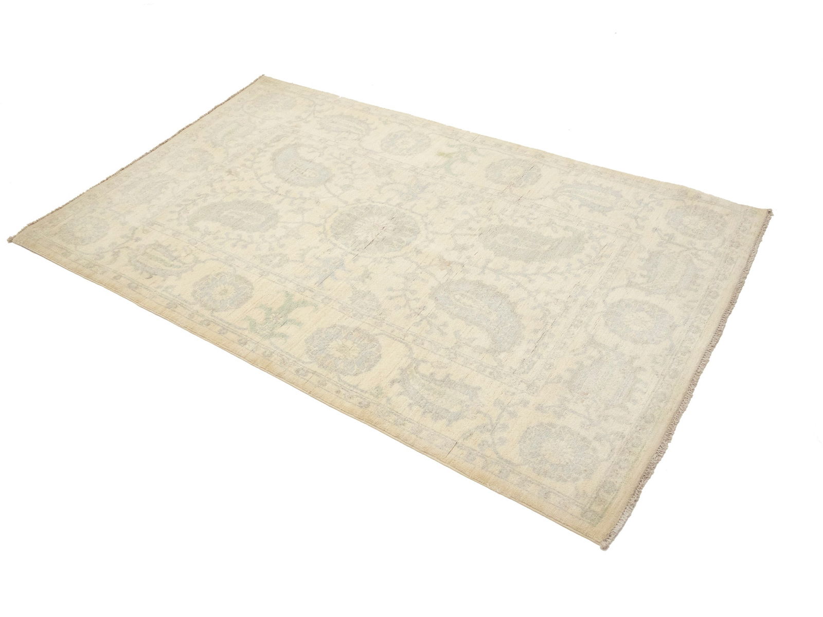 Beige Floral Chobi Peshawar 4X6 Pakistan Oriental Rug - 3