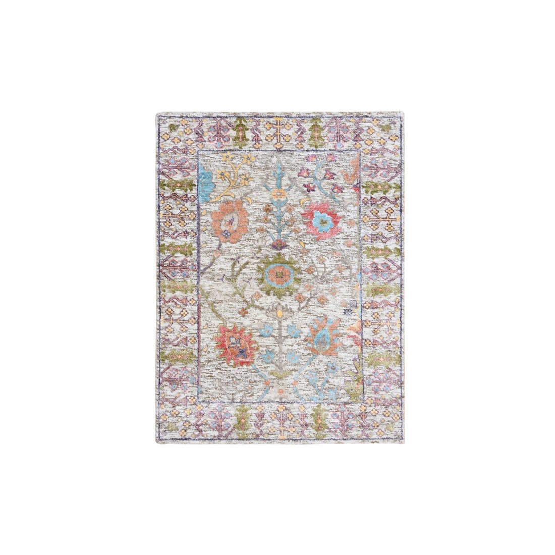 Beige, Silk With Textured Wool, Hand Knotted, Oriental, Mat Rug: Title: Beige, Silk With Textured Wool, Hand Knotted, Oriental, Mat RugDescription: This is a truly genuine one-of-a-kind. It has been Knotted for months and months in the centuries-old weaving