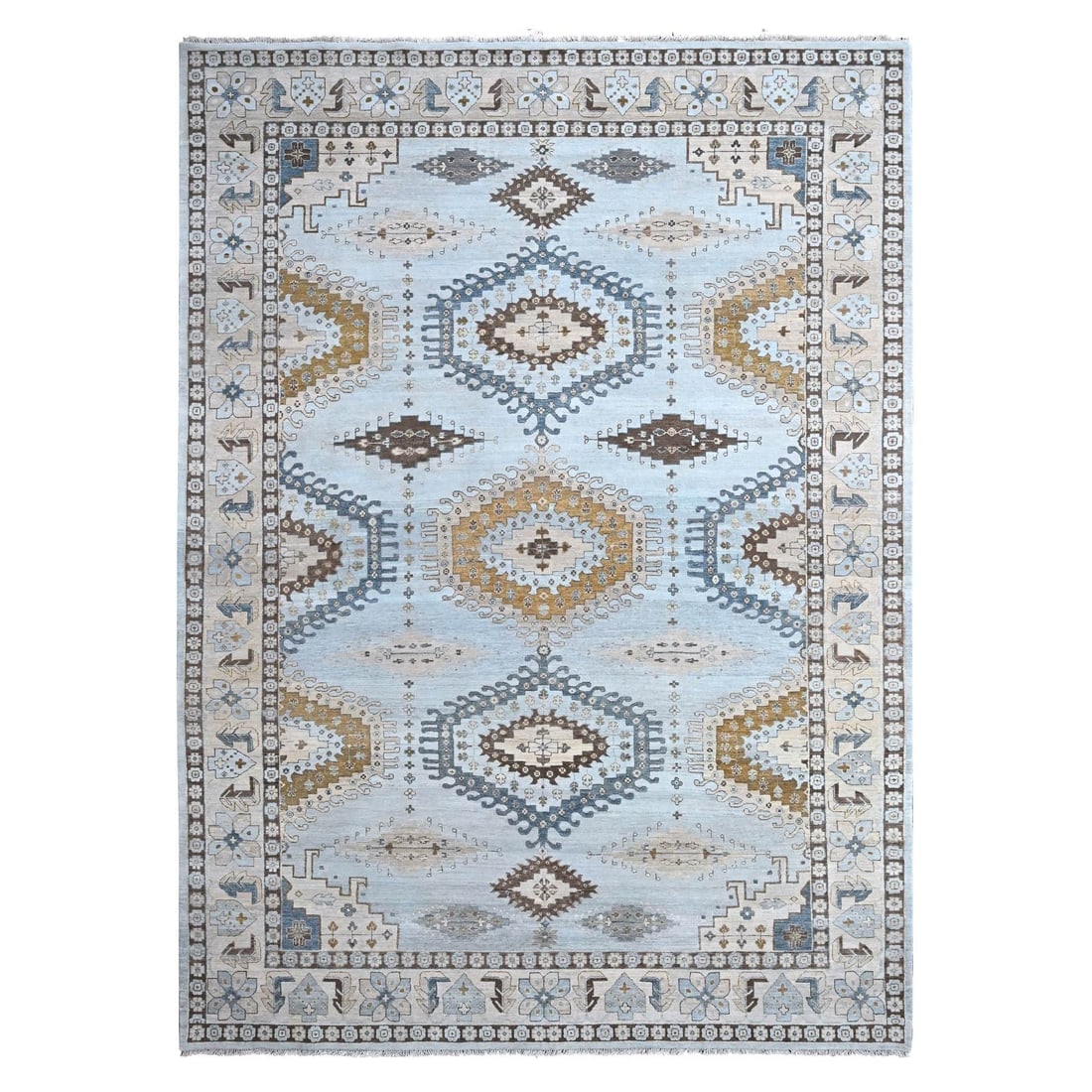 Lazy Gray Hand Knotted Zoroastrian Village Inspired Geometric Rug (1 of 11)