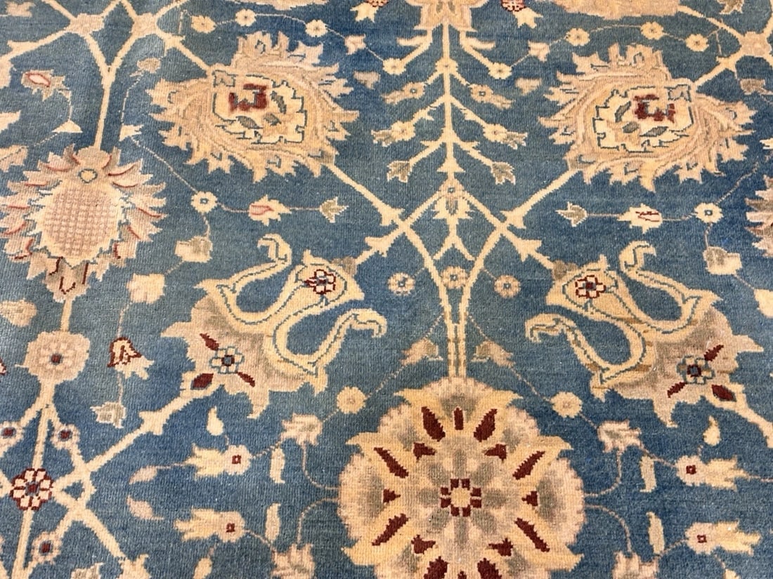 Hand Knotted Indo-Tabriz Blue Oriental Area Rug Wool Carpet 9'11" x 13'5" - 11