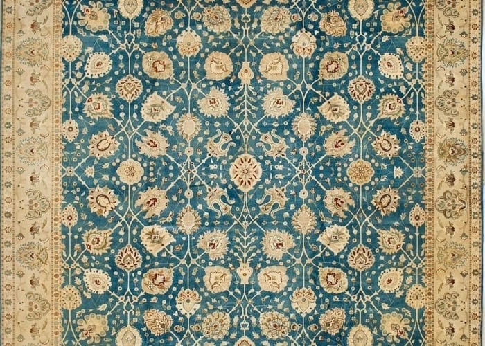 Hand Knotted Indo-Tabriz Blue Oriental Area Rug Wool Carpet 9'11" x 13'5" - 3