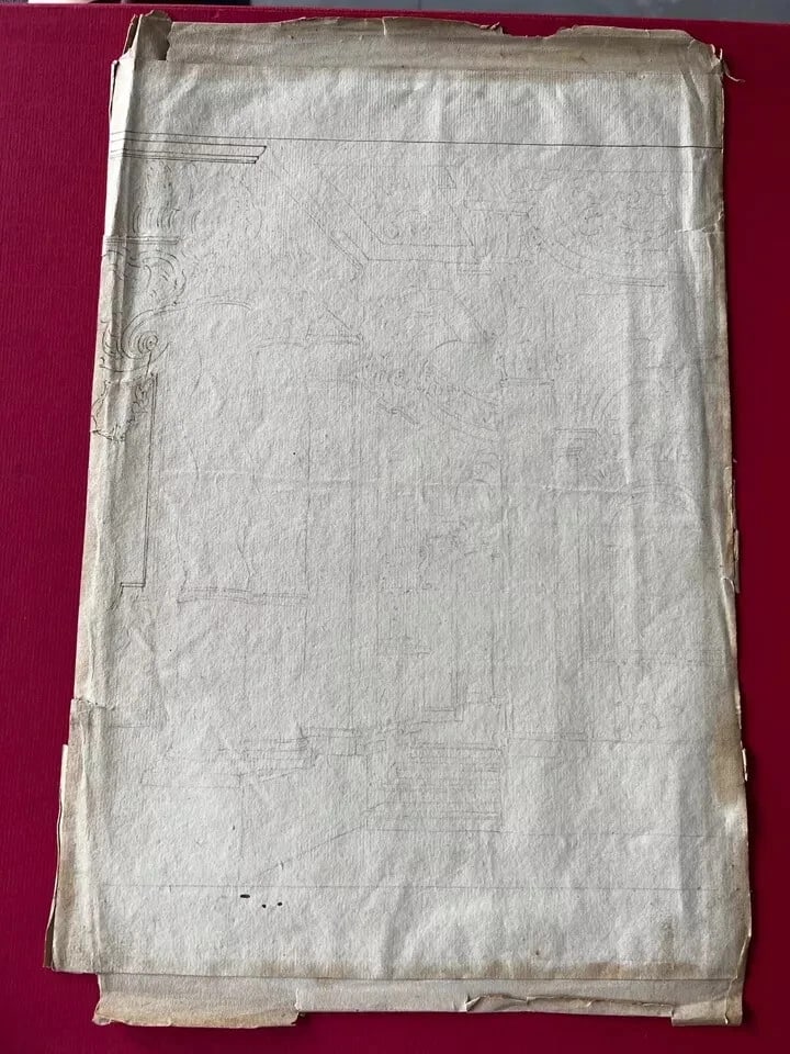 Antique Old Drawing 18th century Original Architecture Decoration Ornamentation (1 of 9)