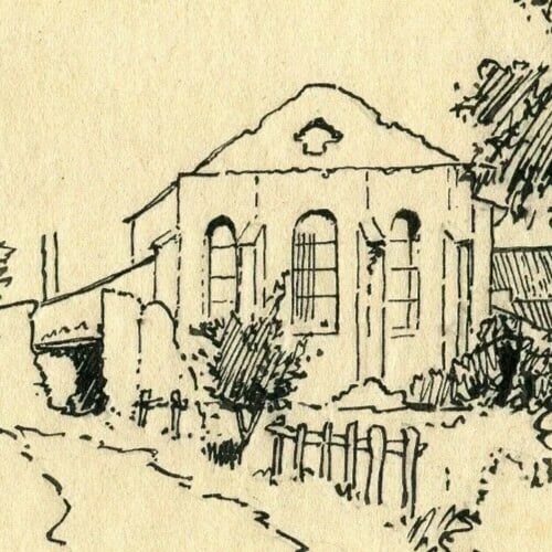 House Landscape Champreux, Lorraine Drawing Vintage Ink signed - 3