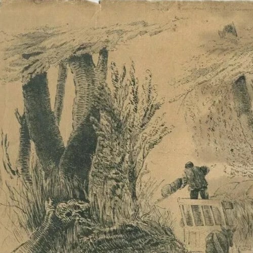 19th century Figures, Animal, El-Arrouch, Algeria Drawing Antique Ink Original - 4