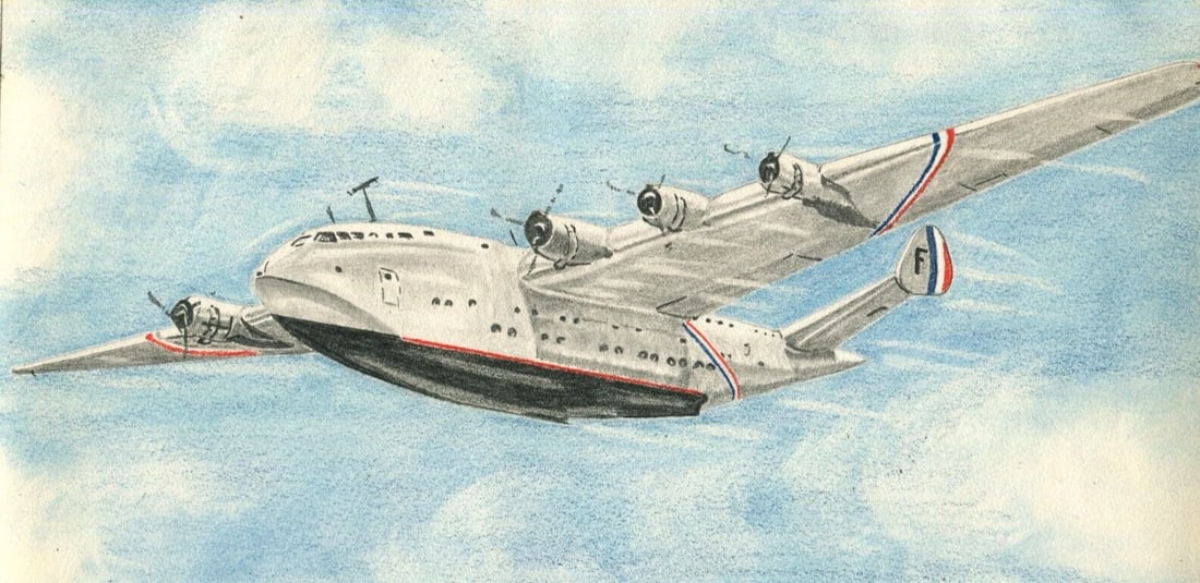 Original Antique Pencil Drawing Cartoons Plane Military Artwork - 2