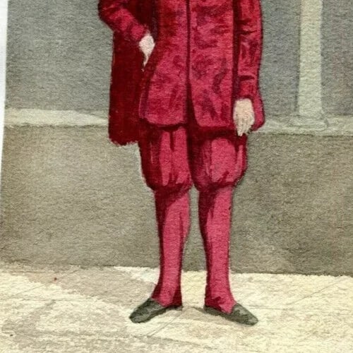 Antique Religious Drawing Original Ecclesiastical Clothes, Christian Religious - 8