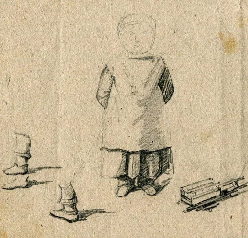 Antique Pencil Drawing Original 19th century Genre Scene, Child, Profile (1 of 9)